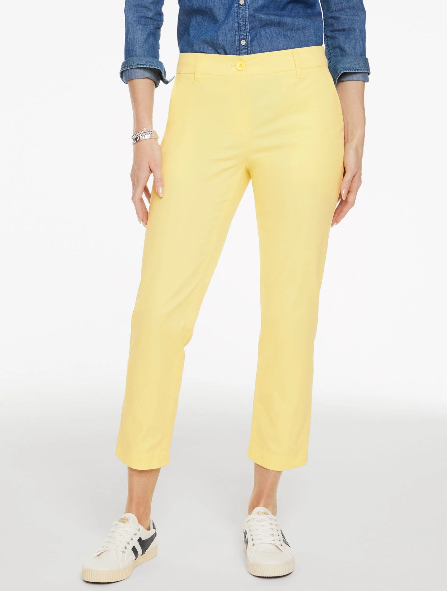 Yellow Talbots Cotton Perfect Cropped Pant - 18