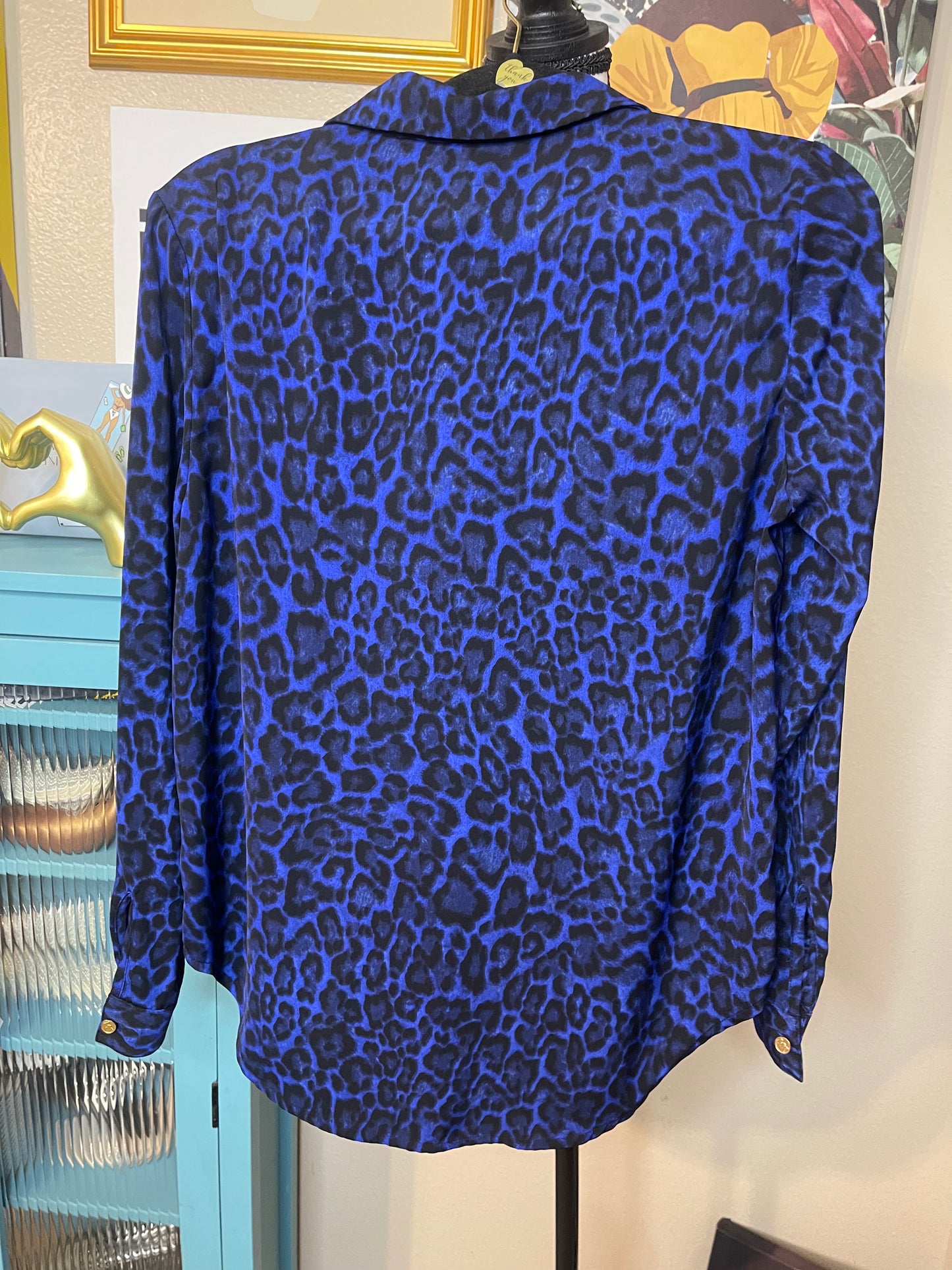 Blue Animal Print Michael Kors Button Down Shirt - Medium