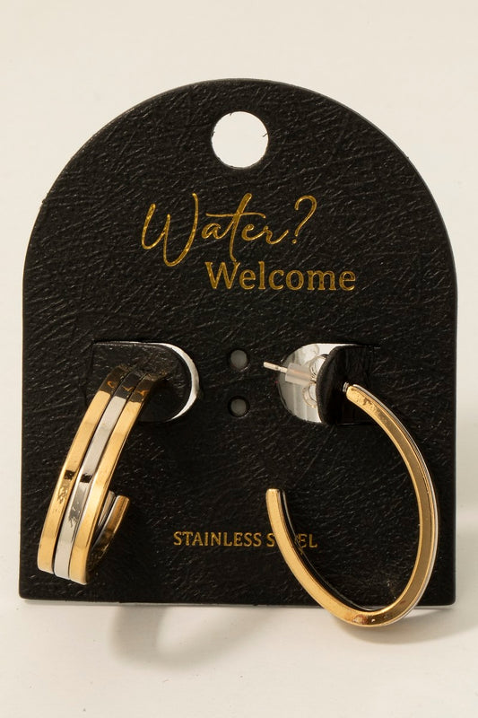 Mixed Stainless Steel Layered Hoop Earrings