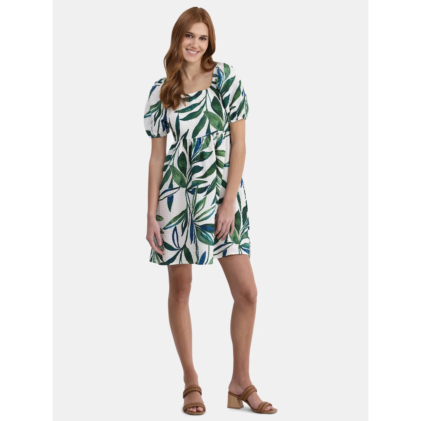 NEW Time and Tru Women's and Women's Plus Tie Back Mini Dress with Puff Sleeves - XXXL (BF 16)
