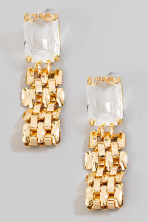 Rhinestone Watch Chain Earrings