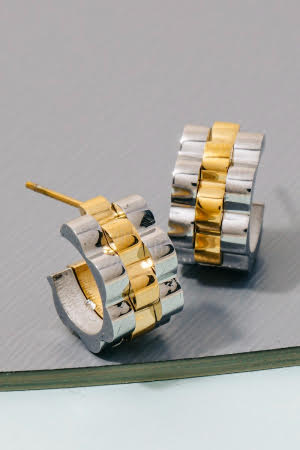Mini Two Tone ROLI Hoop Earrings