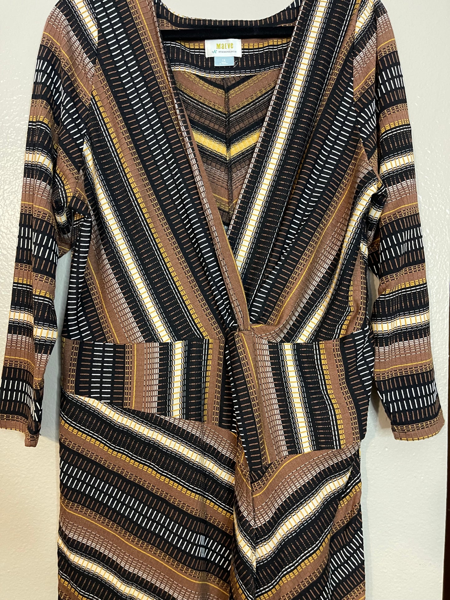 Maeve by Anthropologie Striped Wrap-Style Midi Dress (1X)