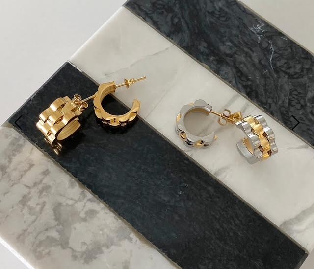 Mini Two Tone ROLI Hoop Earrings