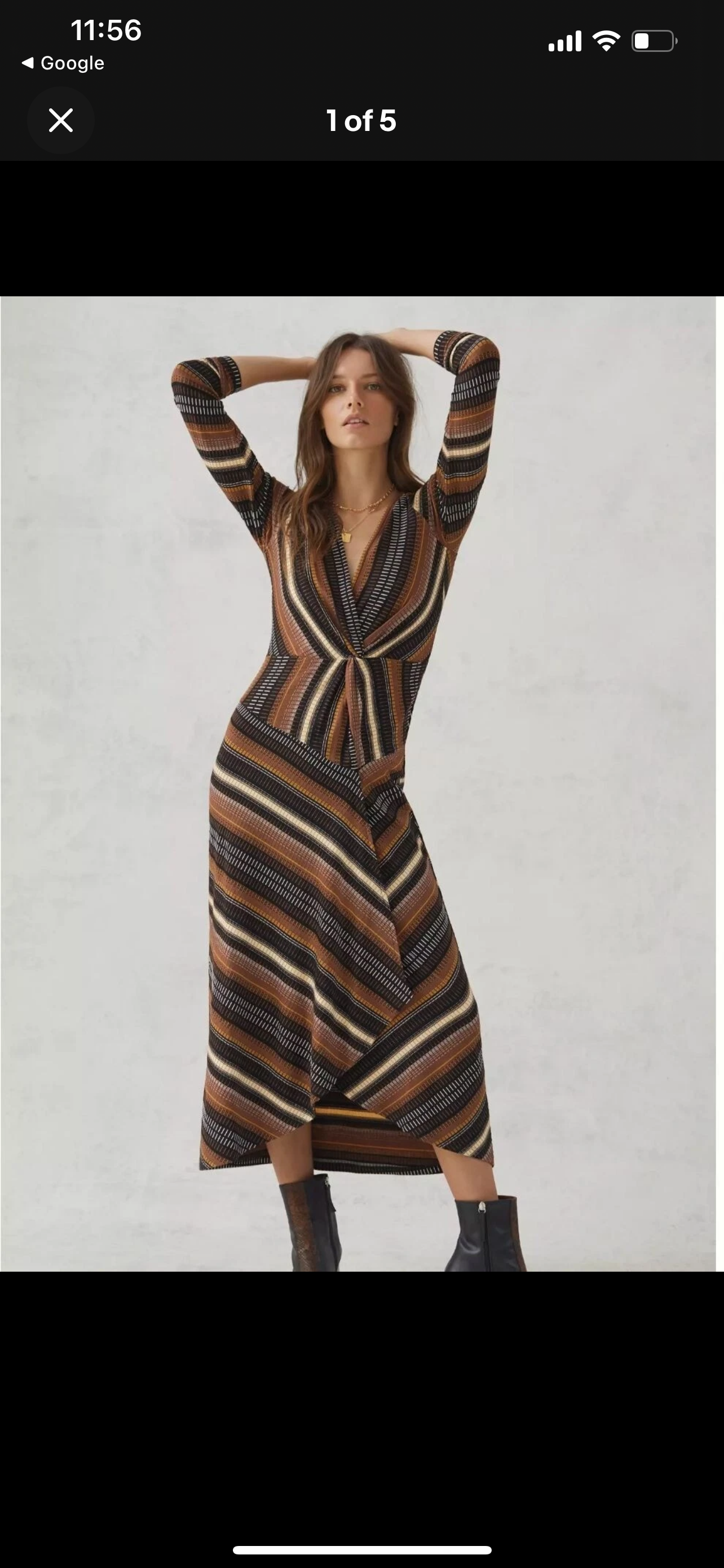 Maeve by Anthropologie Striped Wrap-Style Midi Dress (1X)