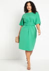 NEW Green Eloquii Cross Front Flutter Sleeve Dress - 26