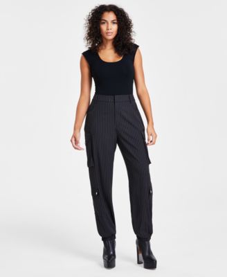NEW Bar III Pinstriped Cargo Joggers - M