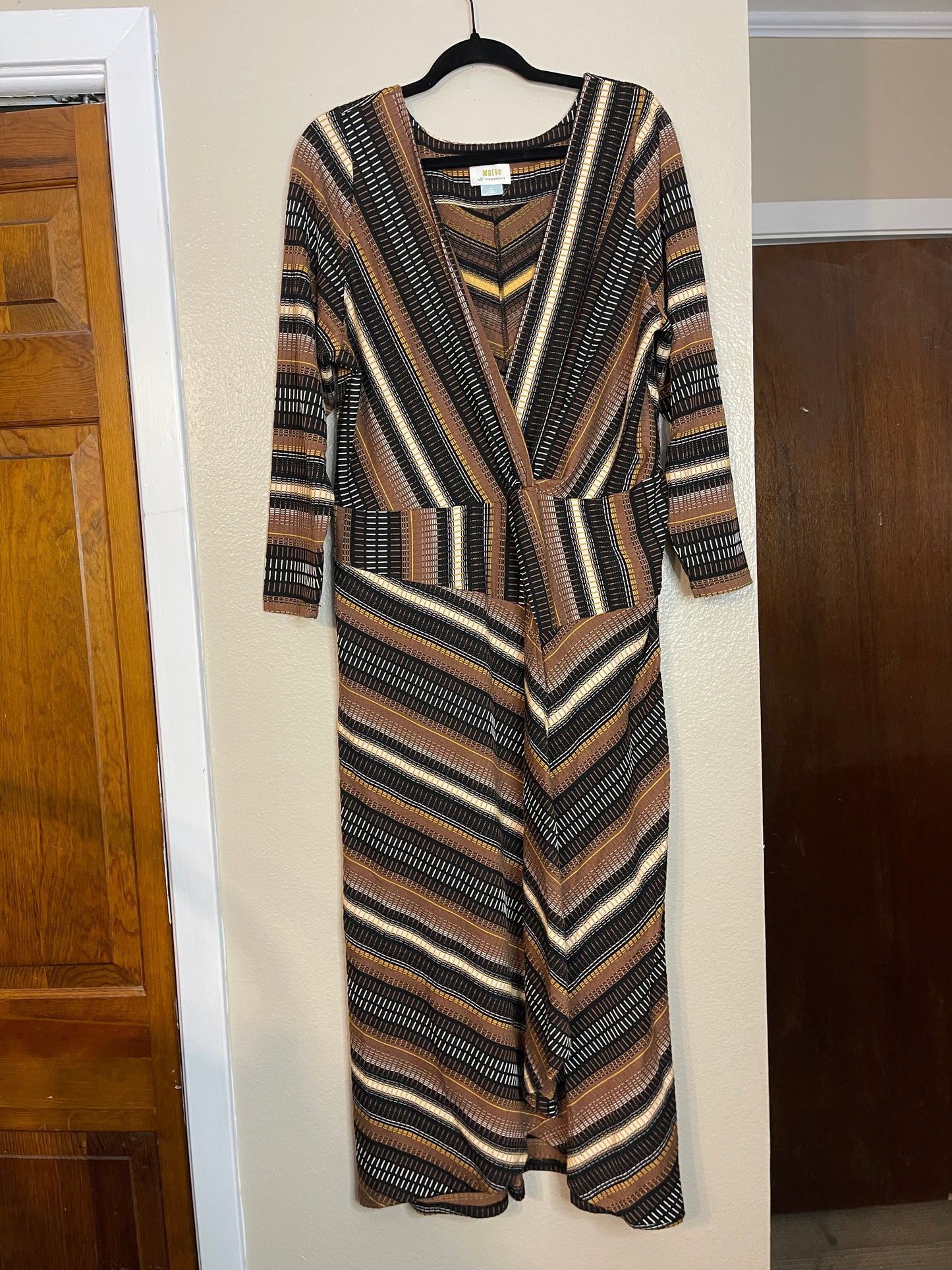 Maeve by Anthropologie Striped Wrap-Style Midi Dress (1X)