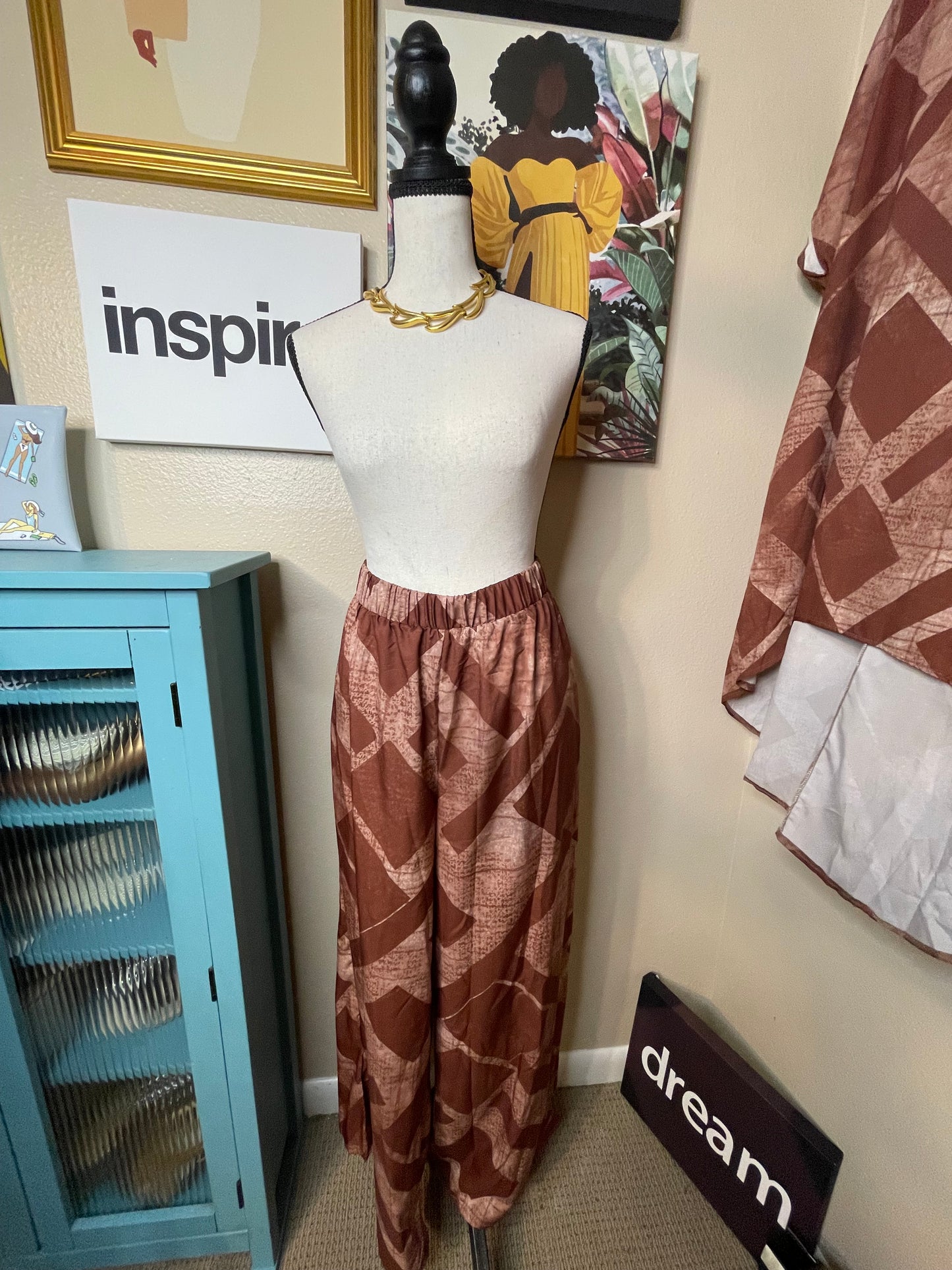 Brown Pattered High/Low 2-Piece Set by Shein Curve -1XL (BF 14/XL)