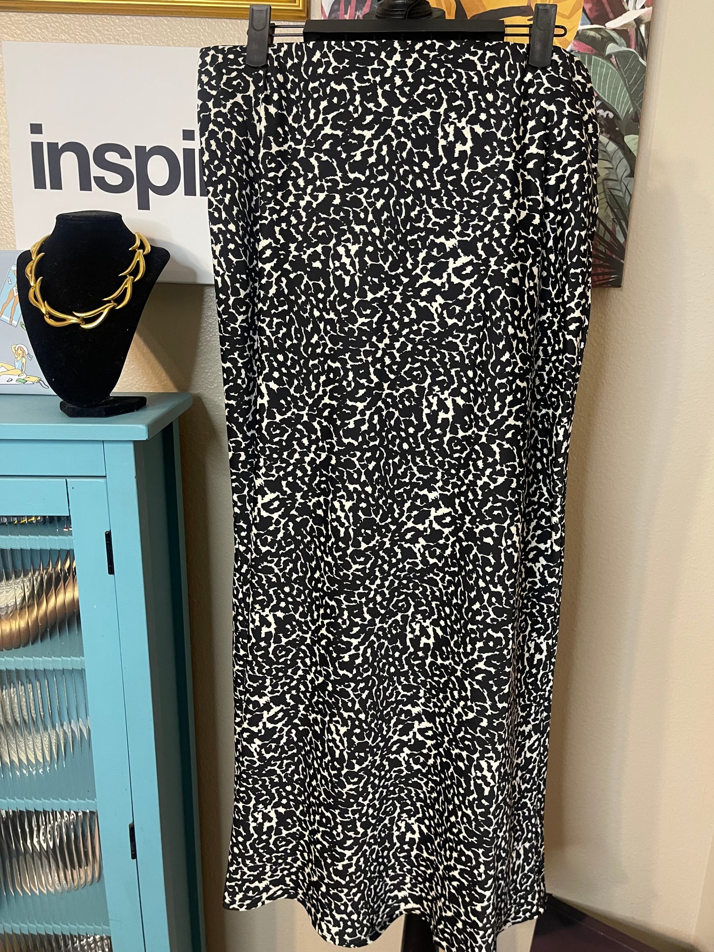 NEW Black/White Leopard Print Midi/Maxi Skirt by A New Day - M