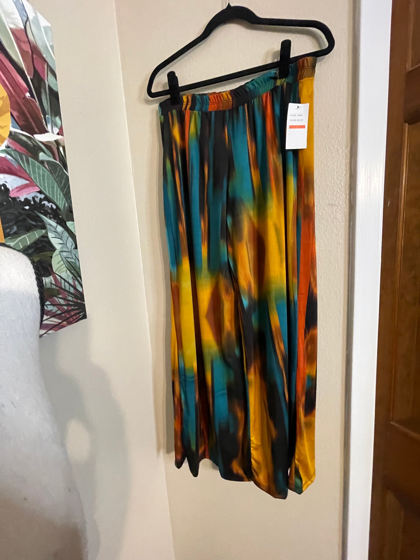 NEW Jewel tone TieDye Wide Leg Palazzo Pants by Kaktus - Large