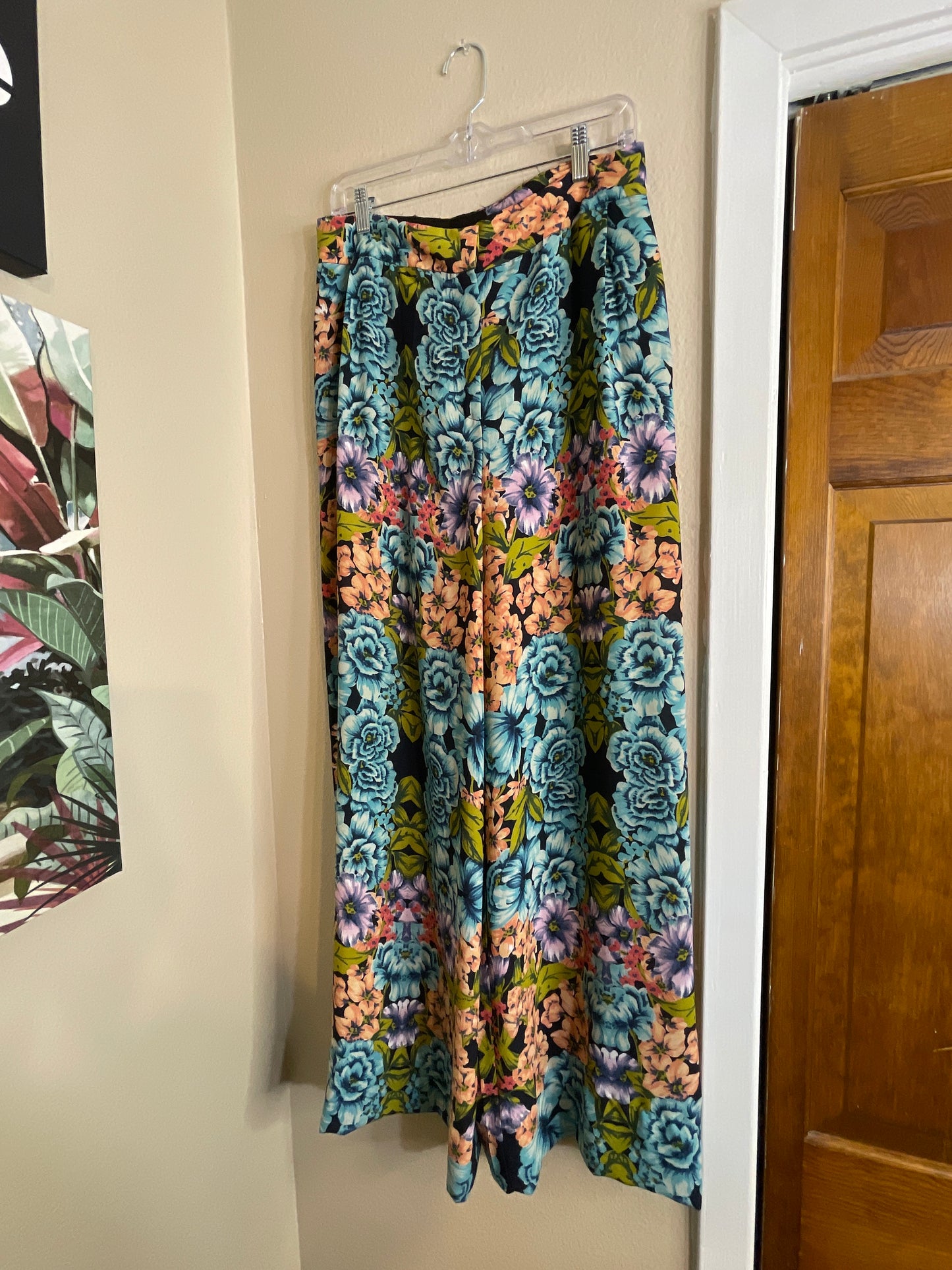 Floral Artwork Palazzo Pants - Best Fit Size 12