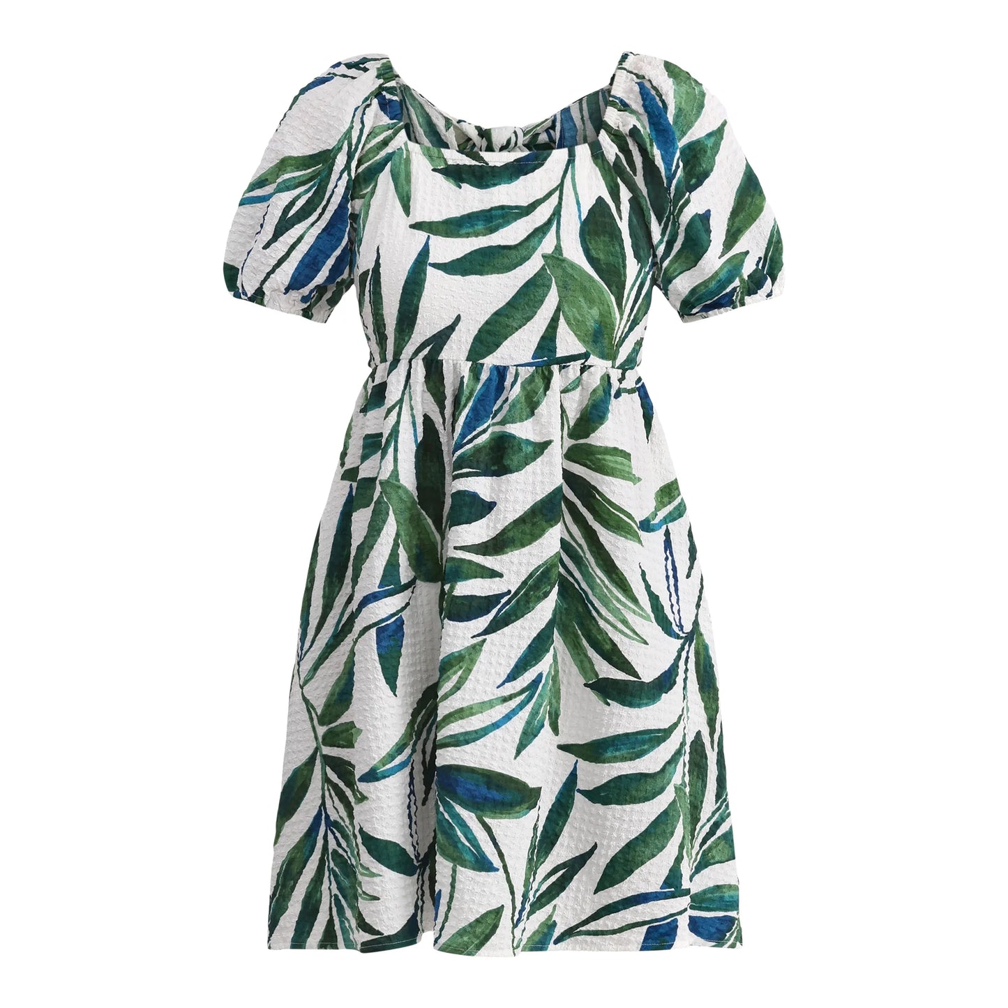 NEW Time and Tru Women's and Women's Plus Tie Back Mini Dress with Puff Sleeves - XXXL (BF 16)