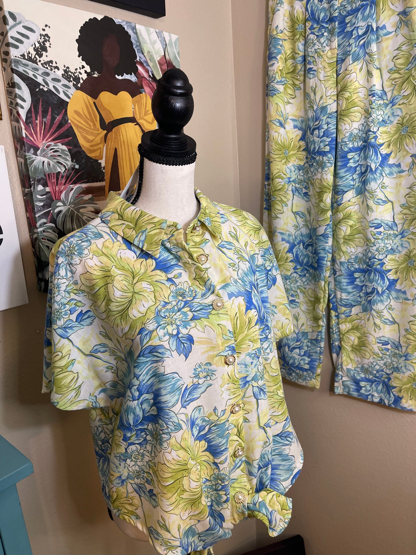 Green/Blue Floral 2-Piece Set by Rich&Famous - Large