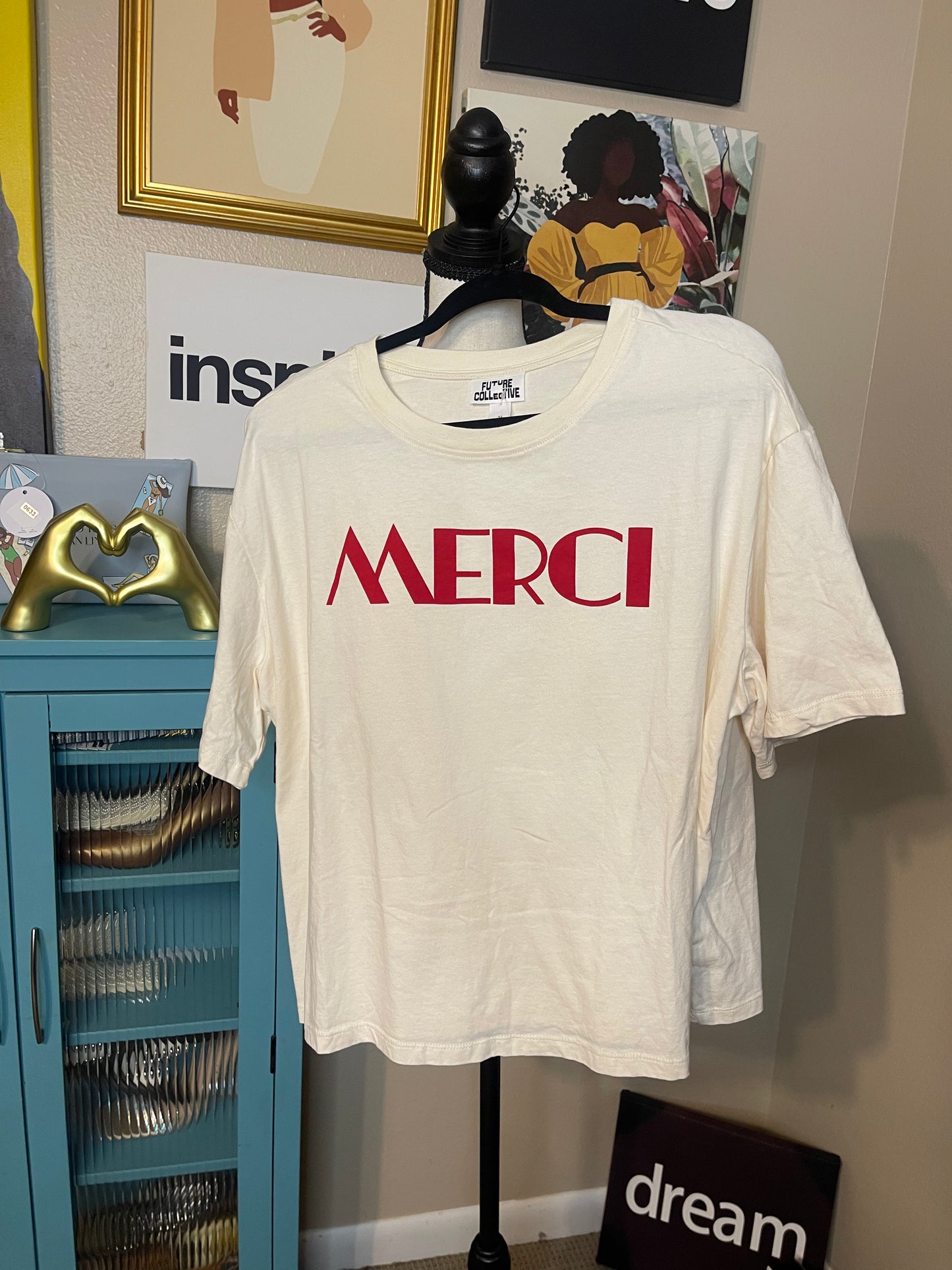 "Merci" Graphic Tee by Future Collective- XL