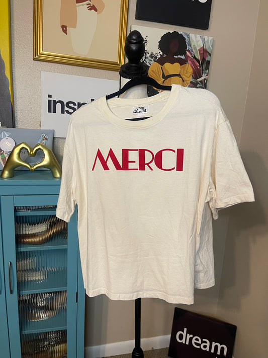 "Merci" Graphic Tee by Future Collective- XL