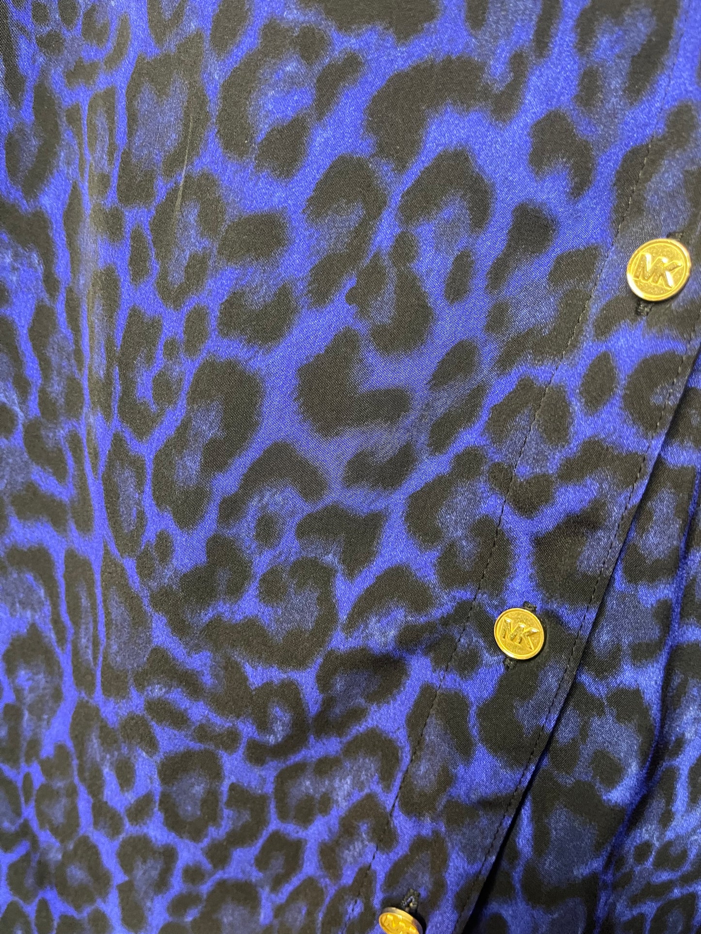 Blue Animal Print Michael Kors Button Down Shirt - Medium
