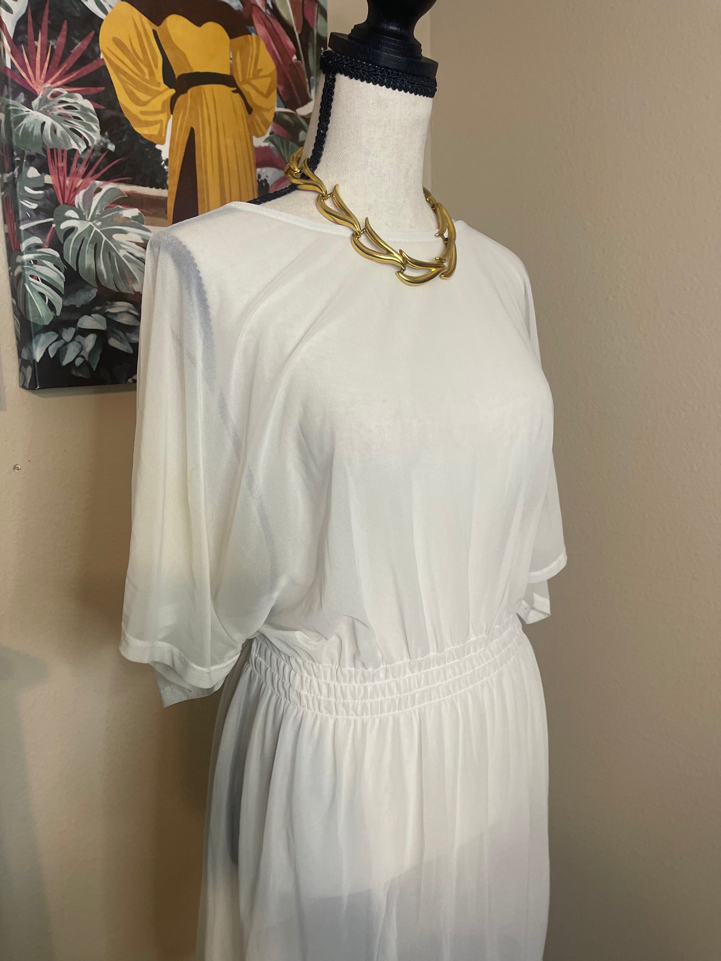 White Sheer Pullover Cover Up or Top - Best Fit L-XL