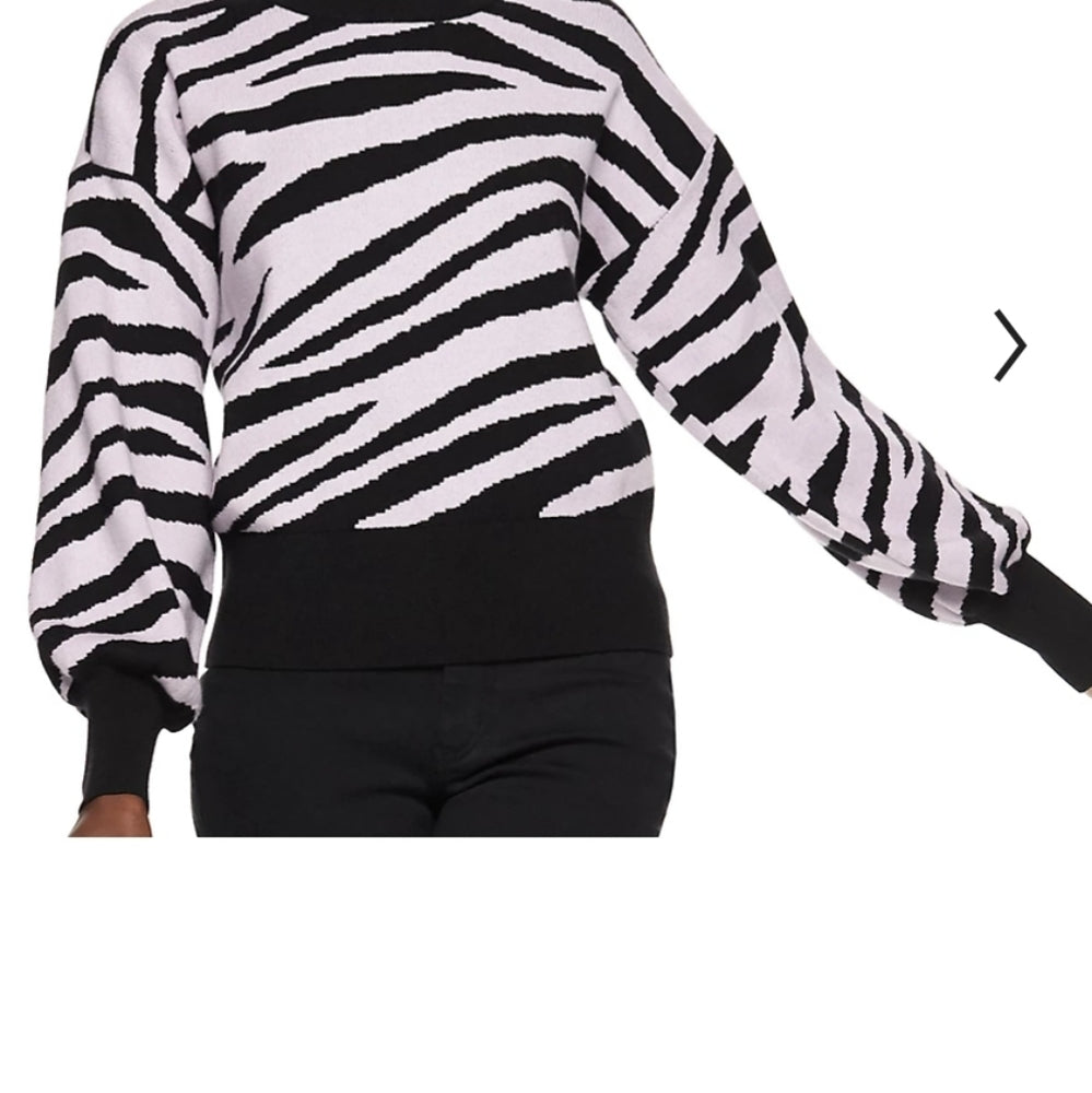 Nine West Zebra Balloon Sleeve Sweater - Large