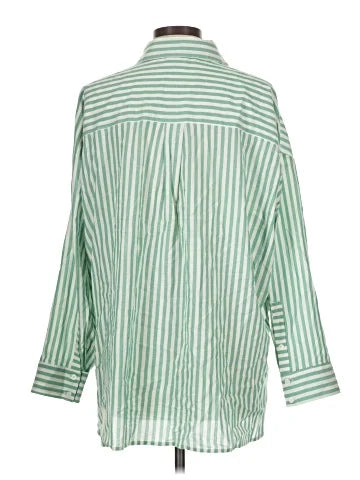 Striped Green Torrid Button Up - Size 0 (12)