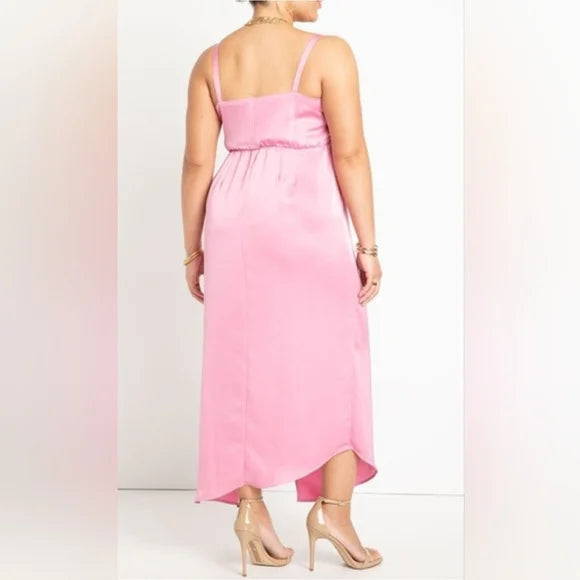 NEW Pink Satin Eloquii Spaghetti Strap Dress - 18