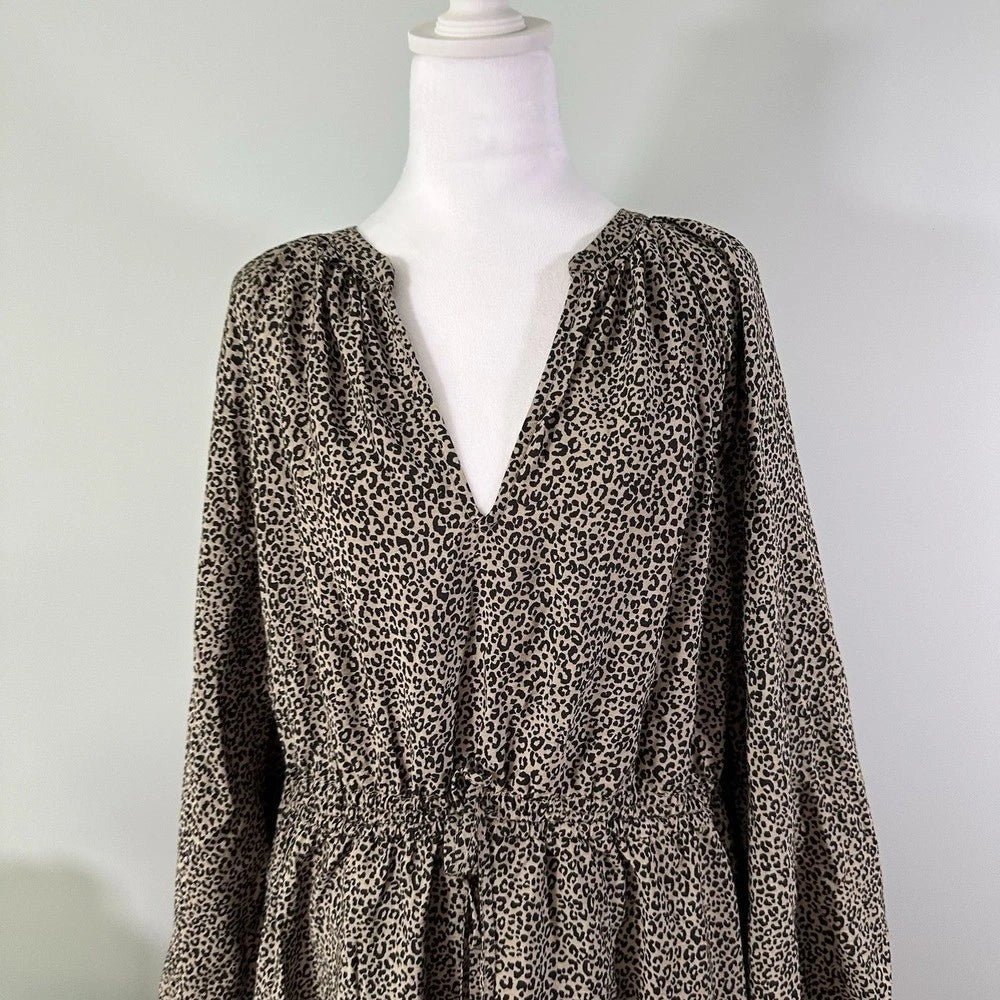 Animal Print Vneck Balloon Sleeve Maxi Dress by a New day - L