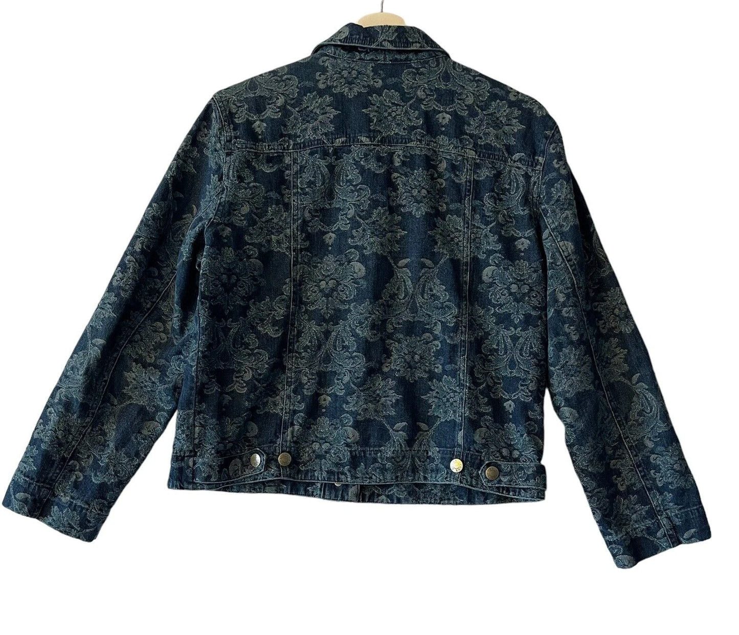 CHICO’S Floral Jacquard Lightweight Denim Jean Jacket - Size 0/SMALL