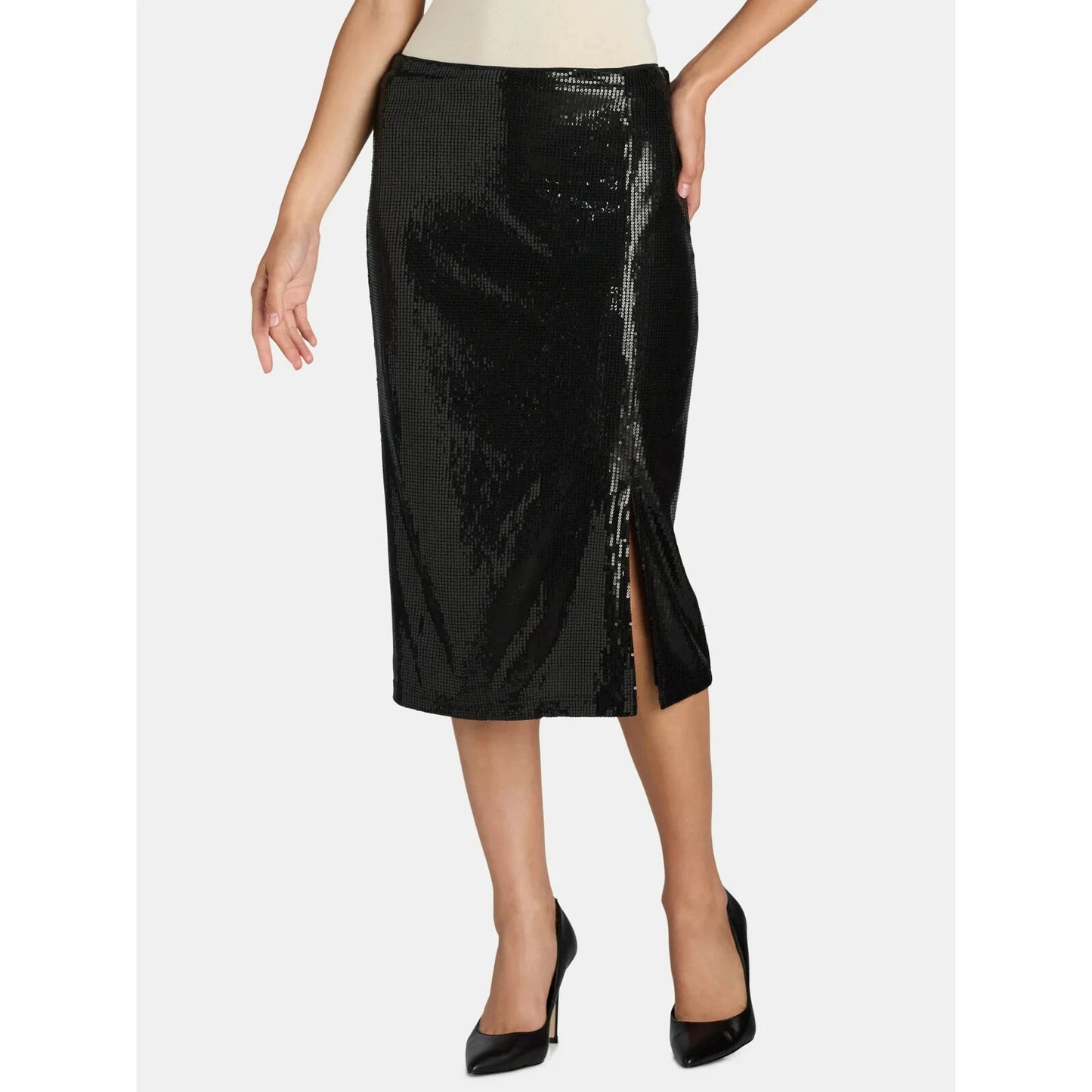 NEW Black Sequin Midi Skirt by Time and True - XL