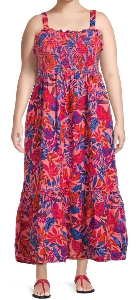 NEW Floral Smocked Tiered Dress Terra& Sky - XL/14