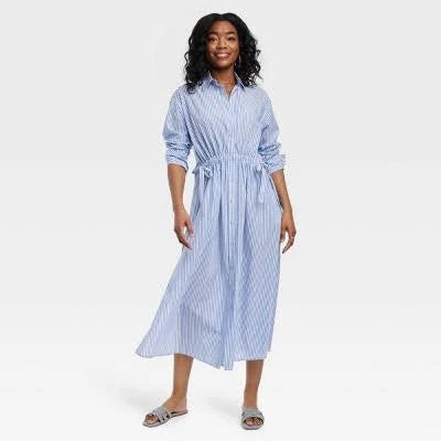 NWT Universal Thread Long Sleeve Cinch Waist Shirtdress-XL
